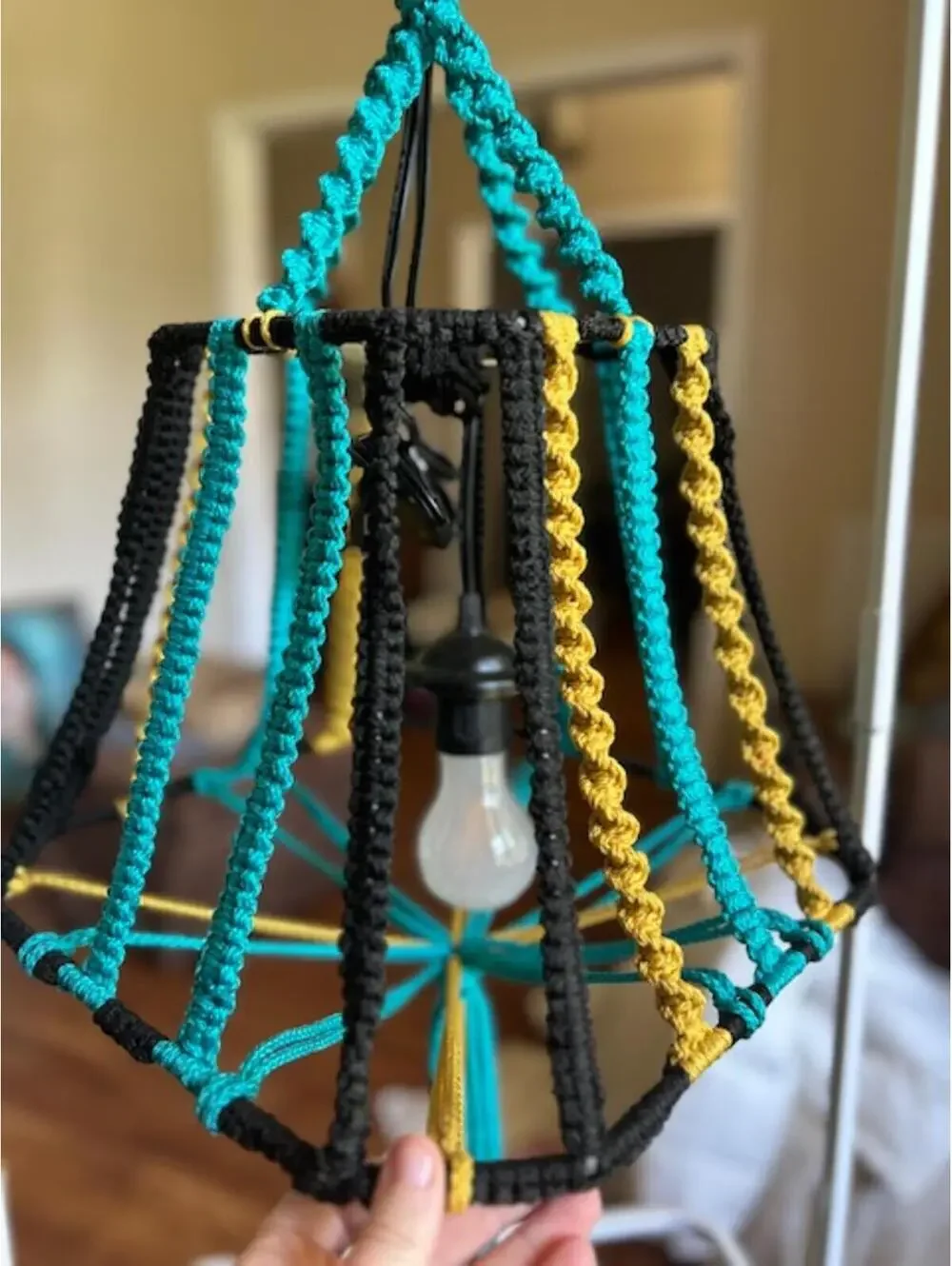 Jacksonville Jaguars Handmade Macrame Hanging Light Fixture with Football Beads